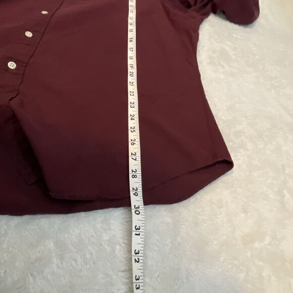 Ralph Lauren Classic Fit Mens Shirt Long Sleeve Button Silk Cotton XL Red Maroon - Picture 9 of 10